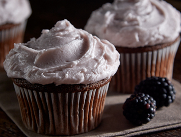 Sticky velvet cabernet cupcakes recipe image